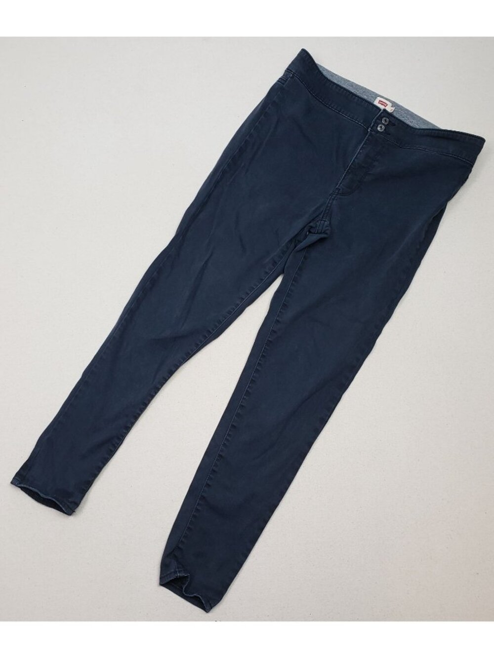 Levi's Womens Straight Leg Stretch Dark Wash Blue Denim Pants Elastic Band 30/28